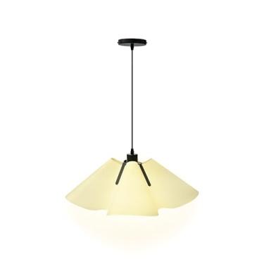 Imagem de Luminária Pendente Em Tecido Amarelo, Luminária Pendente Moderna Grande, Adequada Para Salas De Jantar, Salas De Estar, Quartos E Cozinhas