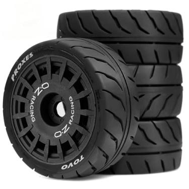 Imagem de Chanjorlin 1/10 RC On Road Touring Tires And Hard Plastic Wheels 12mm Hex OD 68mm Street Racing for 1:10 Scale Rally Drift Car Tamiya TT01 TT02 Traxxas XV02 XV01 TA06 HPI KYOSHO PTG2 A959 4PCS (Black)