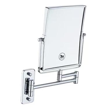 Imagem de Espelho de maquiagem montado na parede com ampliação 3X, espelho extensível para banheiro, espelho de maquiagem lateral - Ampliação côncava invisível