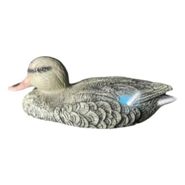 Imagem de menolana Isca de pato flutuante para caça, acabamento fino, versátil, falsa, fácil de colocar, estátua de pato, decoração de lagoa para pátio, lago ao ar livre, Cáqui