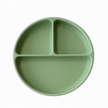Imagem de Prato Silicone Bebê  Prato com Divisória Infantil  Prato Antiderrapant