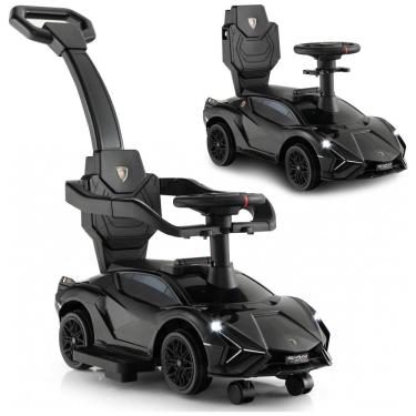 Imagem de Carrinho de Passeio Infantil 3 em 1 com Alça, Música, USB, Farol e Compartimento Sob o Assento para Crianças de 1 a 5 Anos, INFANS, Preto