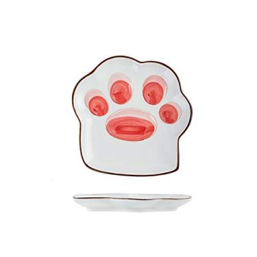 Imagem de Prato de serviço conjunto de utensílios de mesa de estilo japonês pratos e pratos tigela de arroz única para uso doméstico bonito menina coração pratos de mesa de cerâmica (cor: latão)