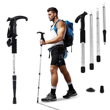 Imagem de Kit 2 (duas) Bengalas de Trekking em Alumínio, 110 cm, Bastão de Caminhada Ajustável com 3 Níveis, Sistema Anti-Choque
