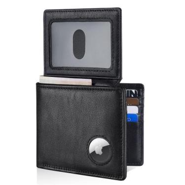 Imagem de Carteira Artpaxy Bifold em couro com bloqueio RFID com suporte AirTag