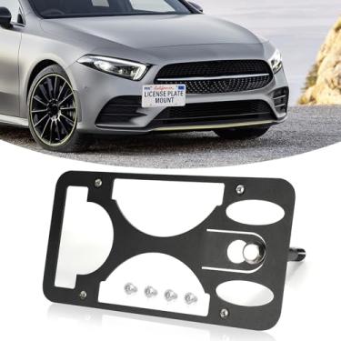 Imagem de Suporte de montagem de placa de carro para para-choque dianteiro compatível com Mercedes-Benz A-Class AMG/Base 2019-2022, sem suporte de placa de perfuração, molduras de substituição com kit de