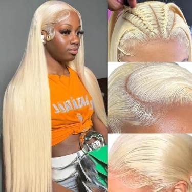 Imagem de Sebast Peruca De Renda Frontal 613 13X6, Cabelo Humano, Hd, 30", Reta, Pré-Depilada, Brasileira, Densidade 180, Loira Transparente, Sem Cola
