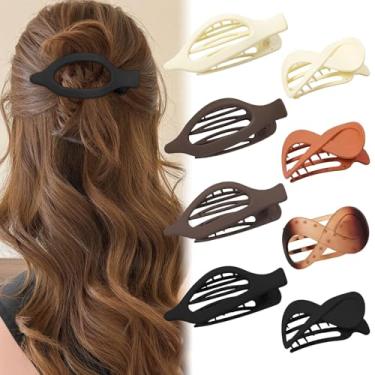 Imagem de 8 peças de grampos de cabelo liso francês para mulheres grampos de cabelo fosco bico de pato para cabelo grosso e fino moderno colorido garra de cabelo 2 estilos