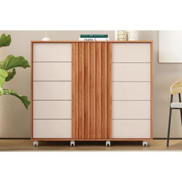 Imagem de Cômoda Casal Pegasus C- 2 Portas E 5 Gavetas Freijo-off White - Caemmun