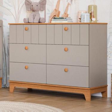Imagem de Cômoda de Bebê Biscoito 6 Gavetas 100% Mdf Fendi/Nature - Permóbili, B