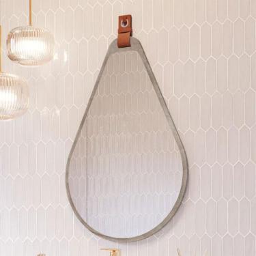 Imagem de Espelho Decorativo Gota 100% Mdf Cimento - Mgm Móveis, Cinza