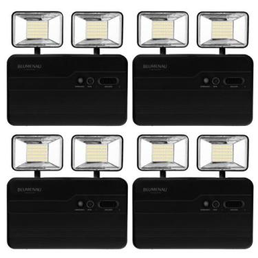 Imagem de Kit 4 Luminária Emergência LED 2Faróis 5W 1200lm Preta Blumenau - Blum