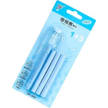 Imagem de Borrachas retráteis azuis de desenho animado borrachas de pintura artística borrachas finas push-pull material escolar para crianças borrachas