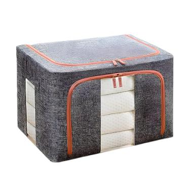 Imagem de Caixa Organizadora Dobrável Life Grande 40x30x20cm (24L) Cinza Escuro – Cesto Multiuso para Roupas, Brinquedos e Decoração – Armazenamento Compacto e Elegante para Casa e Escritório