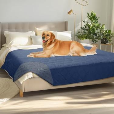 Imagem de Luciphia Capa de sofá 100% à prova d'água para cães, antiderrapante, protetor de sofá para cachorro, gato, cobertor com parte inferior antiderrapante, azul marinho, 168 x 203 cm