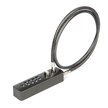 Imagem de Cadeado de cabo combinado, trava de cabo de aço de 59,9 cm, trava de combinação de 4 dígitos, trava de combinação redefinível para bicicletas, portões, armários, armários e portas de geladeira (cinza