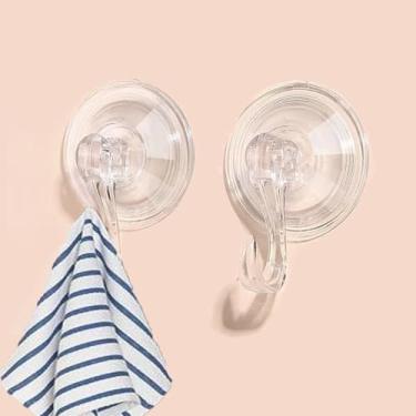 Imagem de 2 ganchos de ventosa, gancho de chuveiro transparente pequeno resistente, ventosas de janela com ganchos, gancho reutilizável removível para azulejo de porta de janela de vidro