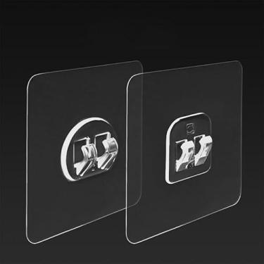 Imagem de 5 peças de ganchos de plástico transparente à prova d'água gancho adesivo de cozinha prateleira de banheiro adesivo forte gancho de parede (adesivo de unidade)