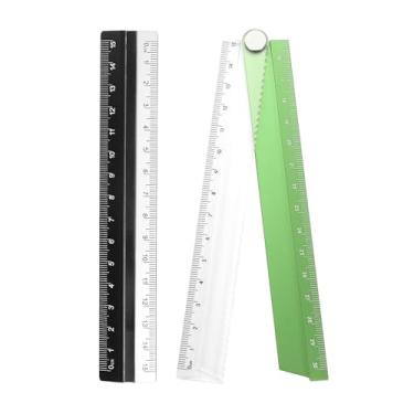 Imagem de Generic Kit de régua dobrável e reta 30/15 cm transferidor de plástico de liga de alumínio métrico régua angular dobrável para sala de aula em casa, escritório, verde