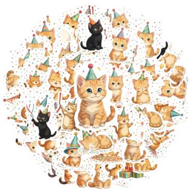 Imagem de 35pcs Cats Birthday Animals Animal Stickers Stickers Festive for DIY Phone Laptop Scrapbook Bike Suitcase Fridge Phone Luggage Laptop Guitar Car Sticker