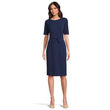 Imagem de Adrianna Papell Vestido feminino com laço frontal, Cetim azul-marinho, 50