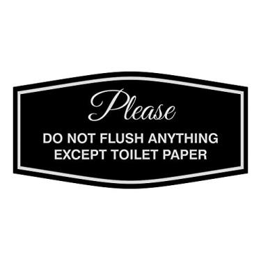 Imagem de Fancy Please Do Not Flush Anything Excet Papel higiênico (Preto/Prata) - Médio