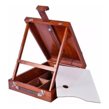 Imagem de Estojo Maleta Cavalete Para Pintura Mogno Pratico Lindo - Souza