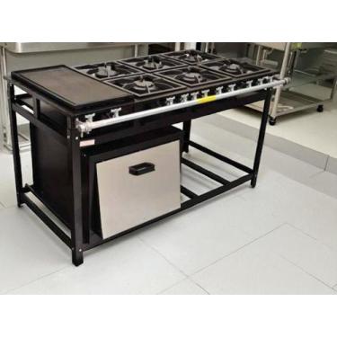 Imagem de Fogão Industrial 6 Bocas com Chapa QS/QD P7 com Forno Leona - Mr Fogõe