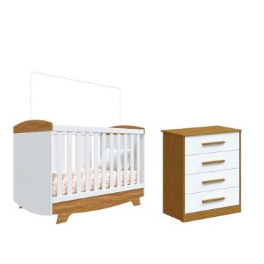 Imagem de Berço Cris Americano e Cômoda Gaveteiro Moveis Peroba MDF