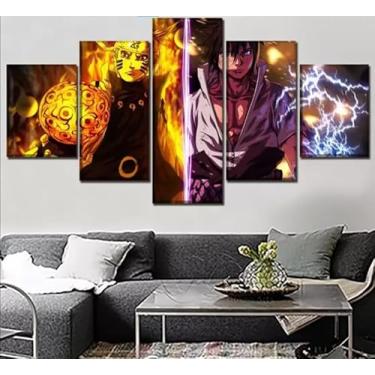 Imagem de quadro decorativo 5 peças alma de naruto e sasuke