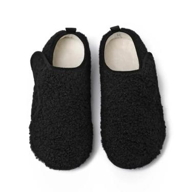 Imagem de LOIRIT Pantufas femininas e masculinas, sola de borracha, para uso interno, meias felpudas, leves, antiderrapantes e descalços, Preto, 9-10 Women/8-9 Men