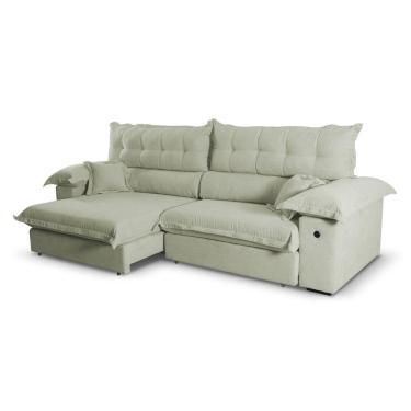 Imagem de Sofá 4 Lugares Retrátil e Reclinável com USB Absoluto Linho Verde