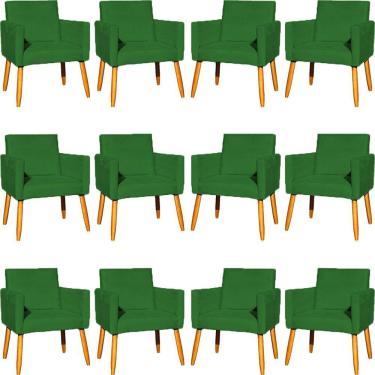 Imagem de Kit 12 Poltronas Decorativa Para Sala Nina Suede Cores Pé Palito 30cm Castanho - Suede