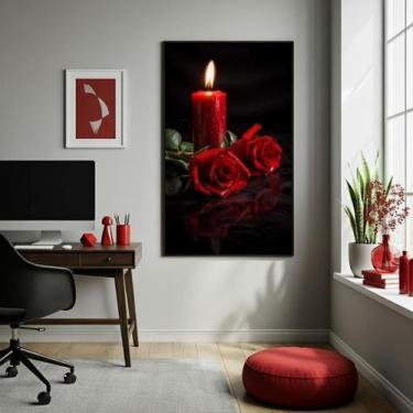 Imagem de Quadro Umbanda Vela E Rosas Vermelhas - 70X50Cm - Quadros On-Line