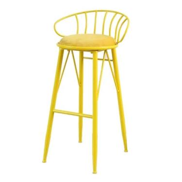 Imagem de Banco de bar moderno banco de bar altura 65 cm cadeira de bar com almofada de flanela cadeira de jantar arte de ferro banco alto para bar jantar café balcão banco bonito