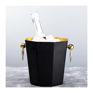 Imagem de GNHGDFFDF Balde de gelo balde de gelo octogonal balde de gelo recipiente de aço inoxidável champanhe vinho balde de gelo mantém o gelo frio para casa bar refrigerar cerveja e vinho balde de vinho