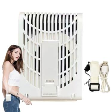 Imagem de Ventilador de cintura portátil - Ventilador de cinto de resfriamento portátil com clipe na cintura | Acessórios de acampamento recarregáveis, pequenos dispositivos de resfriamento com 3 velocidades