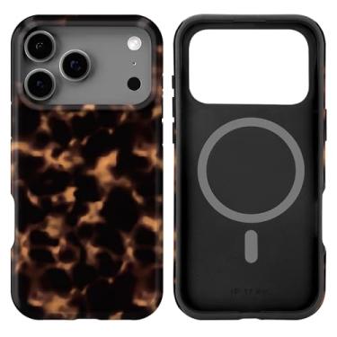 Imagem de Marosoniy Capa para iPhone 17 Pro, compatível com MagSafe, capa rígida híbrida de 2 camadas + capa protetora de silicone para telefone fina magnética (concha de tartaruga, iPhone 17 Pro 6,3 polegadas)