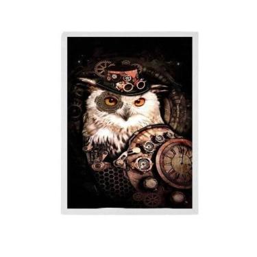 Imagem de Quadro Decorativo Coruja Pirata Moldura Branca 24X18Cm - Quadros On-Li