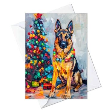 Imagem de Cartões de Natal Pastor Alemão Cachorro - Cartões com Envelopes - (conjunto de 10) Grande Cartão Dobrado 14,7 x 21,1 cm Cartões de Notas em Branco (pacote com 10, Pastor Alemão)