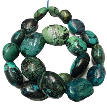 Imagem de Lady Works Fio de pedra natural turquesa Arizona de 33 cm, contas lisas ovais de 6 x 8 a 14 a 20 mm para fazer joias DIY | Beads_03892