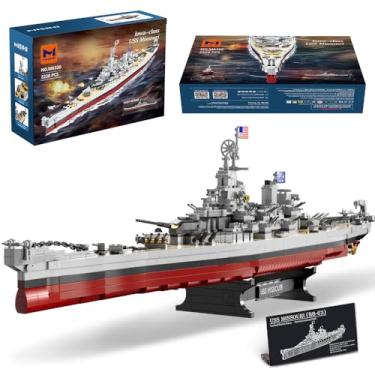 Imagem de MISINI Kit de construção de navio de guerra da Segunda Guerra Mundial M6320, 2228 Teile USS Missouri Battleship, conjunto de blocos de construção de navios de presente de brinquedo para coleção de