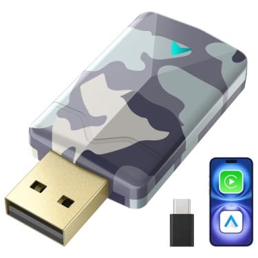 Imagem de Mini adaptador CarPlay sem fio 2025, converte com fio para sem fio para Carplay e Android Auto, conexão rápida e estável, menor latência, fácil configuração em carros 2016+, iOS 10+/Android 11+, USB