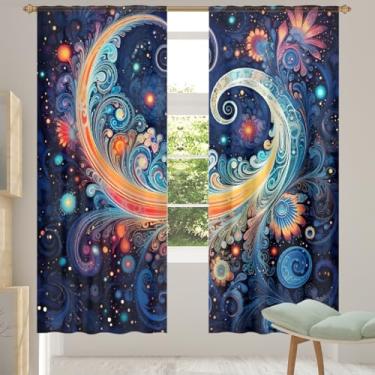 Imagem de 2 conjuntos de painéis de cortinas transparentes étnicas com padrão paisley, cortinas transparentes arejadas com filtro leve, painéis de cortina de porta e janela para sala de estar, quarto, jantar