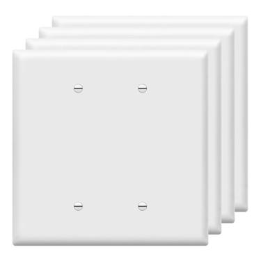 Imagem de ENERLITES Capa de tomada dupla em branco jumbo, placa de parede em branco para dois grupos, tamanho grande, 14 cm x 14 cm, termoplástico de policarbonato inquebrável, certificado UL, acabamento