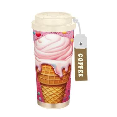 Imagem de Blueangle Caneca de café de viagem com isolamento de sorvete fofa - copo de aço inoxidável à prova de vazamento e derramamento para acampamento e ar livre, garrafa de água reutilizável de 500 ml com