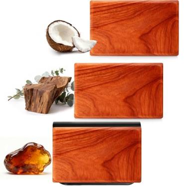 Imagem de Aromatizador de carro - Aromatizador de ar de madeira - Refil de aroma variado de cabana âmbar de teca - Ambientadores naturais de longa duração - Clipe incluído