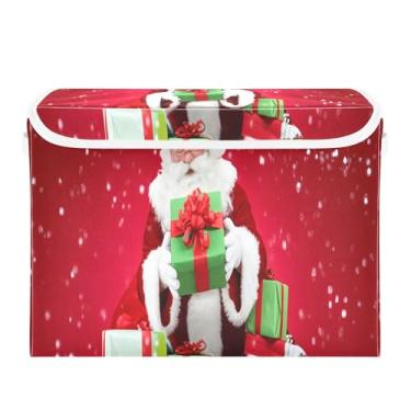 Imagem de SEHANY Cestas de armazenamento de Papai Noel de Natal com tampas, organizador de caixas de armazenamento de tecido para armário de roupas, cobertor de escritório, berçário, 42 x 32 x 30 cm