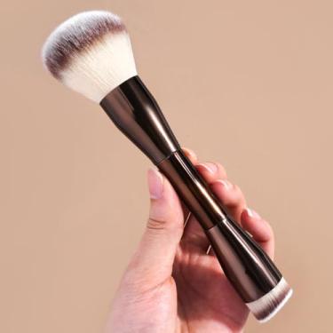 Imagem de Um pincel de maquiagem multifuncional, cerdas macias e fofas, ideal para misturar o rosto, blush e maquiagem dos olhos (café)