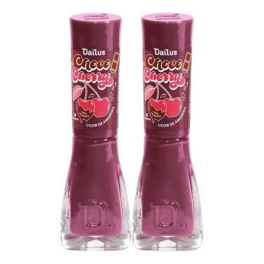 Imagem de Kit 2 Esmalte Dailus Choco Cherry Cremoso Cor Licor Amarena 8ml